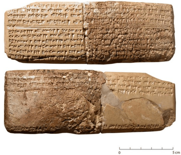 Cuneiform musical notation from the Mesopotamian 'Hurrian Hymns' collection